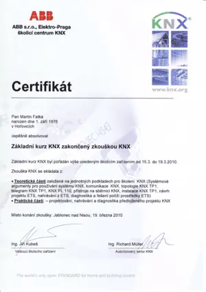 Náhled - Certifikát KNX