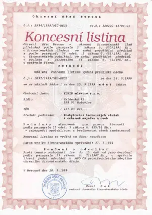 Náhled - Koncesní listina